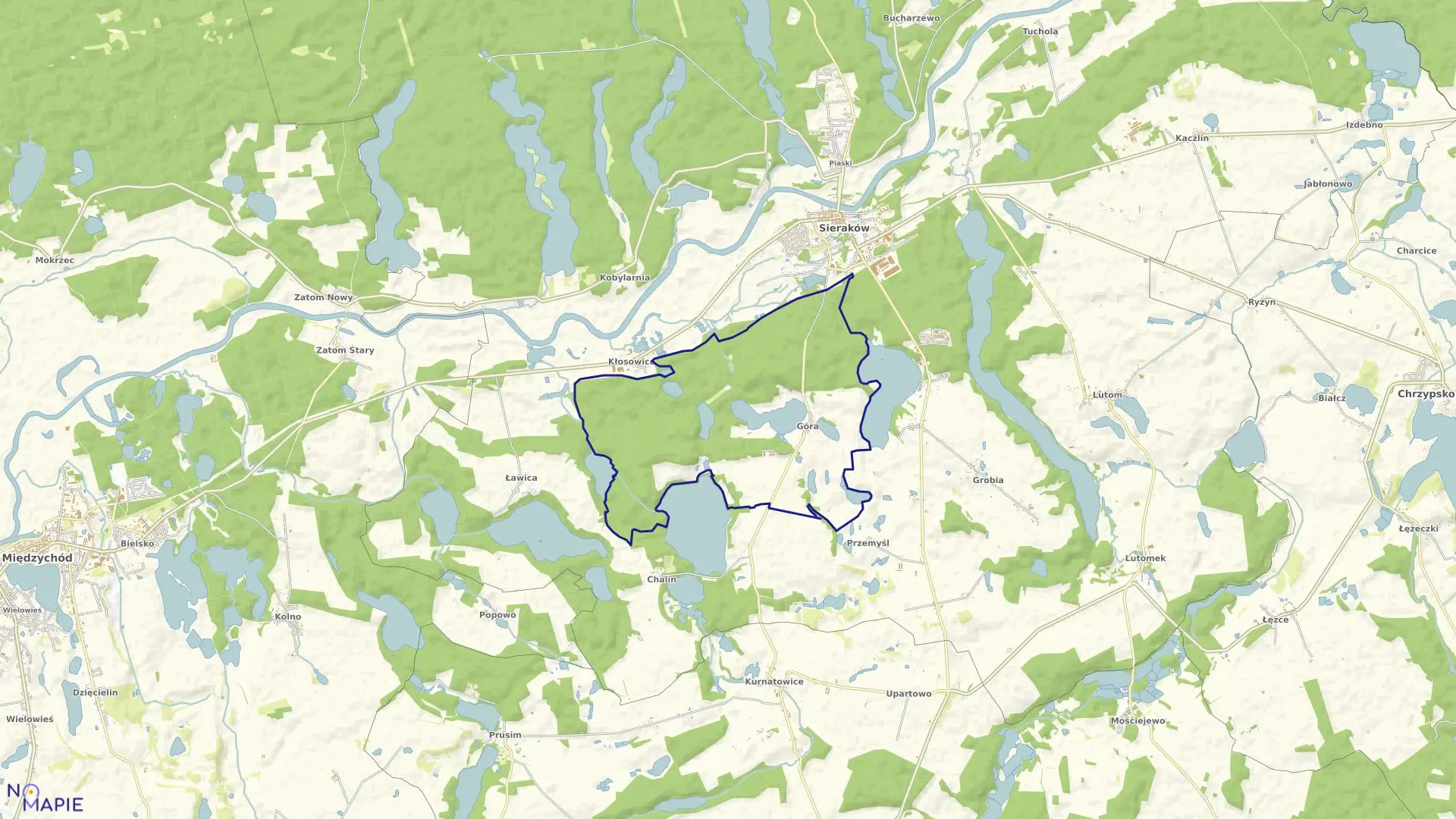 Mapa obrębu GÓRA w gminie Sieraków