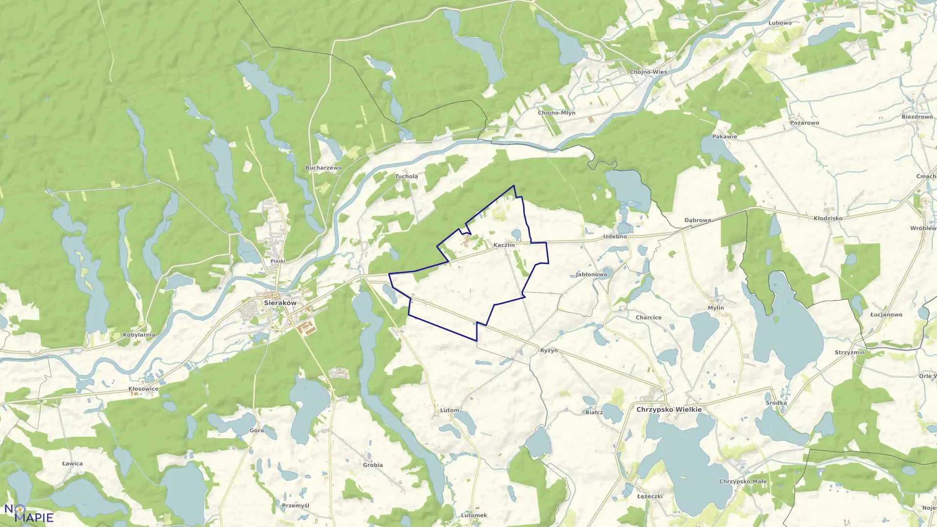 Mapa obrębu KACZLIN w gminie Sieraków