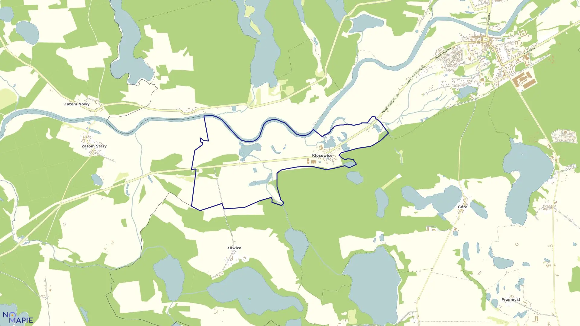 Mapa obrębu KŁOSOWICE w gminie Sieraków
