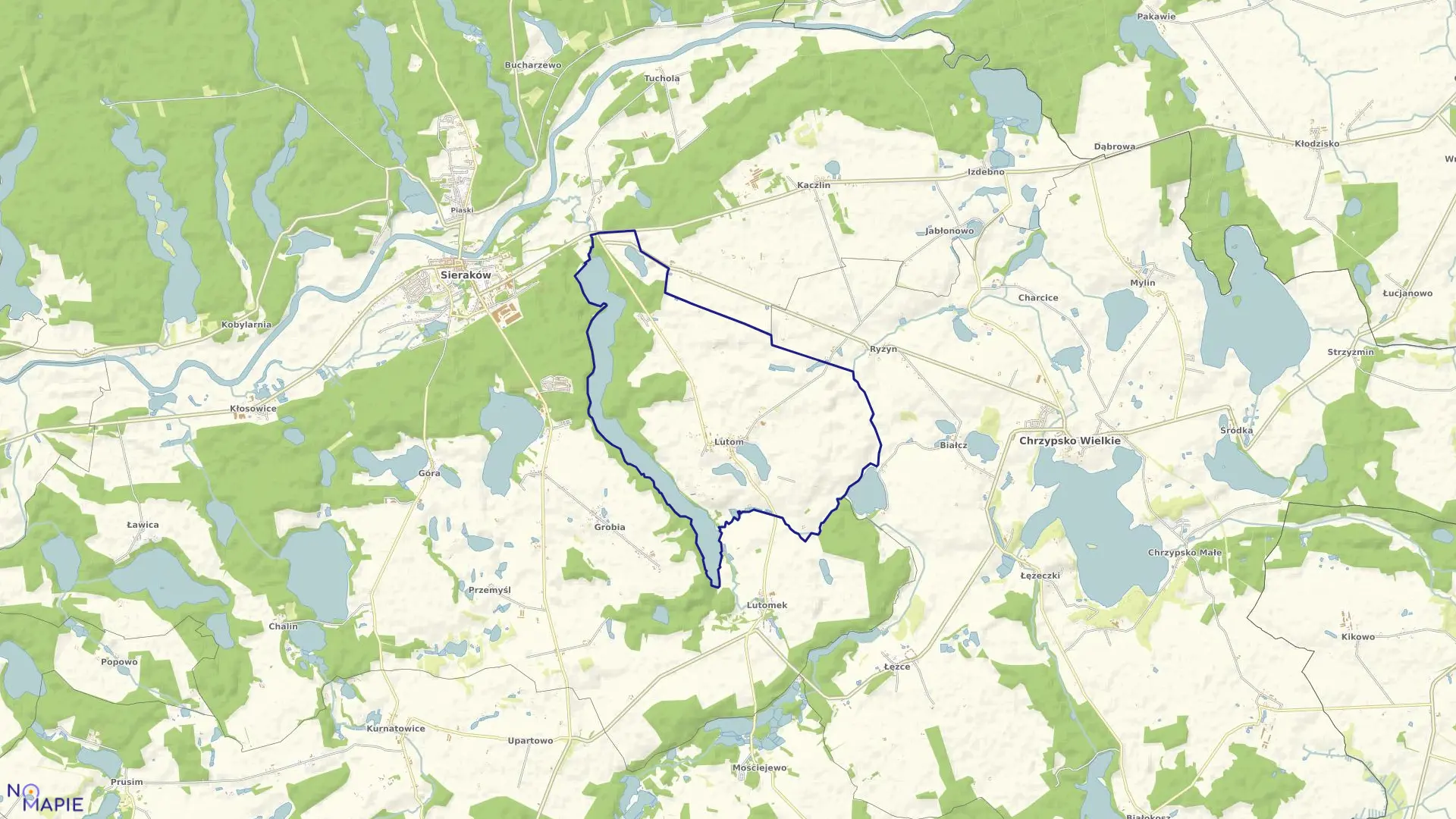 Mapa obrębu LUTOM w gminie Sieraków