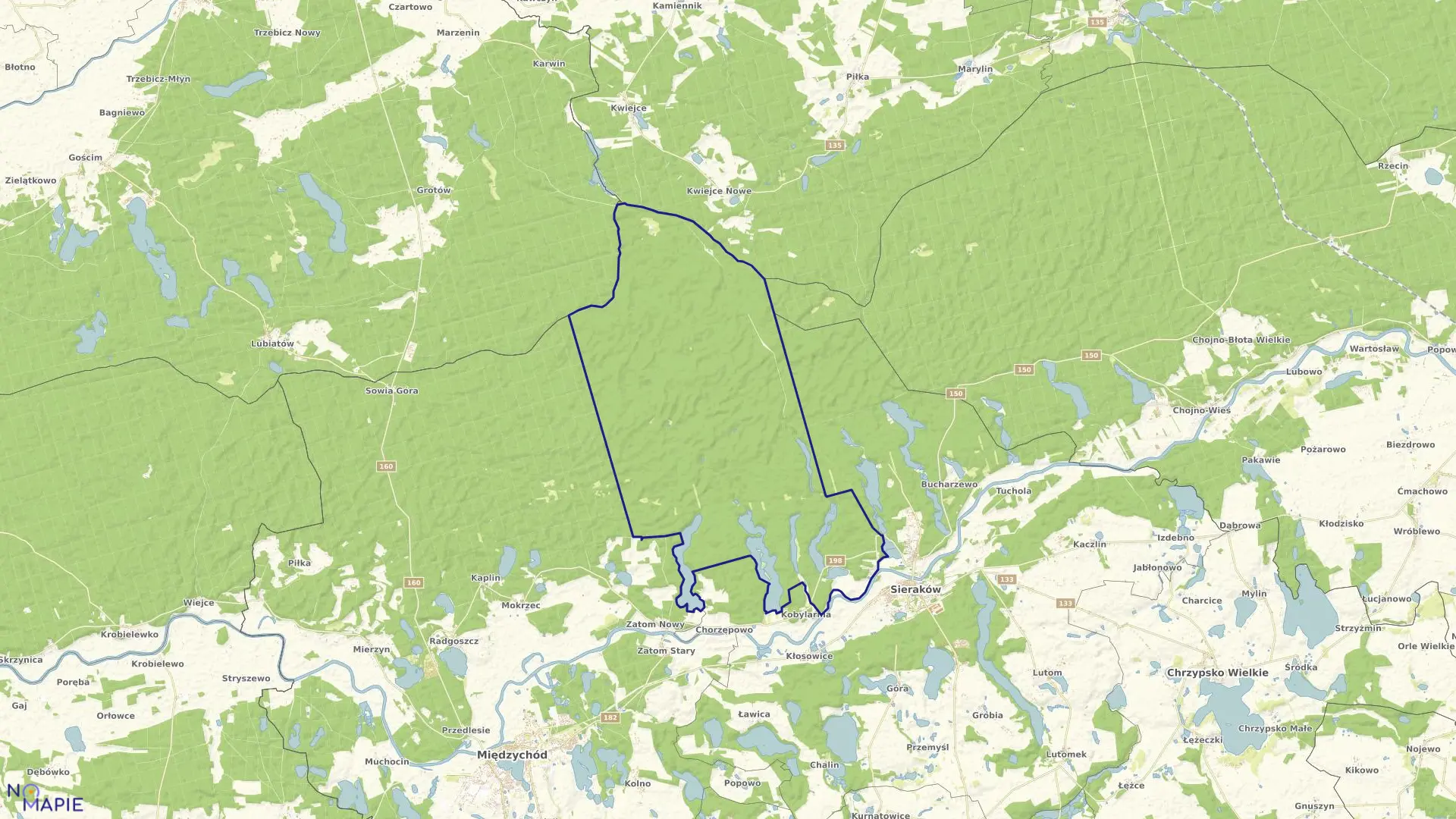 Mapa obrębu SIERAKÓW NADL. w gminie Sieraków